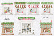 Christmas Stockings Clipart, a Decorative Illustration by KathrineWatercolor (Thumbnail 3 of 4)
