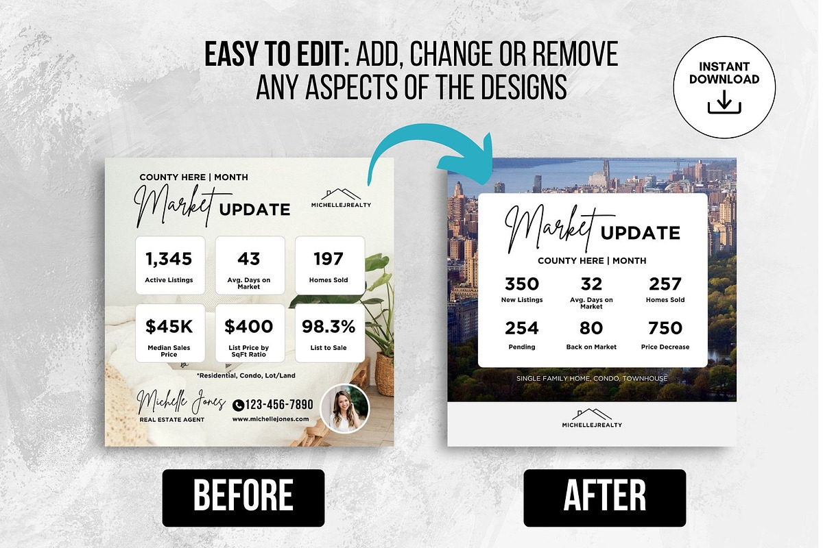 Market Update Instagram Posts Canva, a Social Media Template by CreativeVinesStore (Photo 4 of 6)
