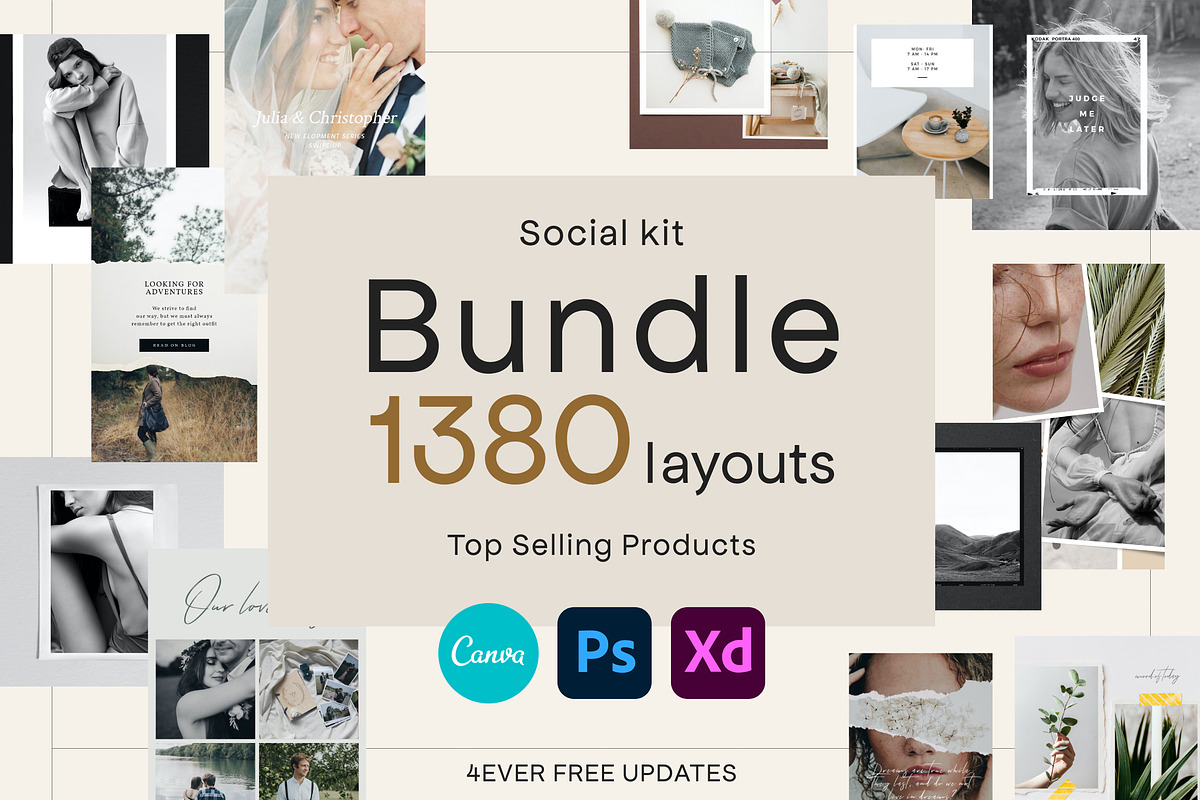 SALE! Social Kit BUNDLE Canva and PS, a Social Media Template by Sparrow & Snow (Photo 1 of 20)