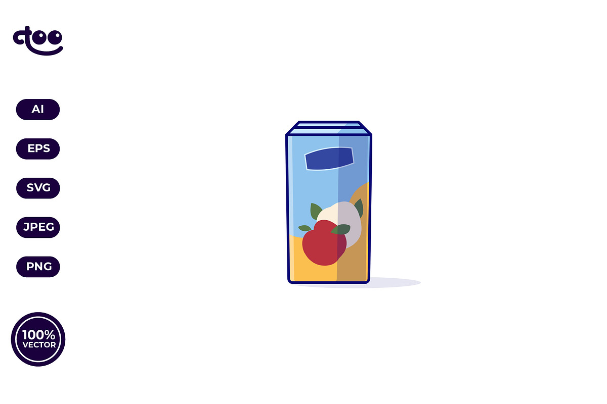 Simple Apple Juice Carton cartoon, a Food Illustration by Satisfactoons (Photo 2 of 3)