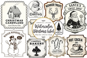Vintage Christmas Labels Sublimation, an Illustration by OK Design
