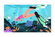 People swim underwater. Scuba diving, a Sport Illustration by PaperTrident (Thumbnail 6 of 9)