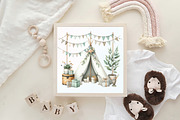 Boho Sage Green Birthday Clipart, an Illustration by CraftArtStudio (Thumbnail 5 of 5)