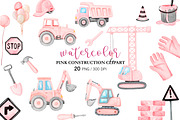Watercolor Pink Construction PNG, an Object Illustration by PatternPalette (Thumbnail 1 of 3)