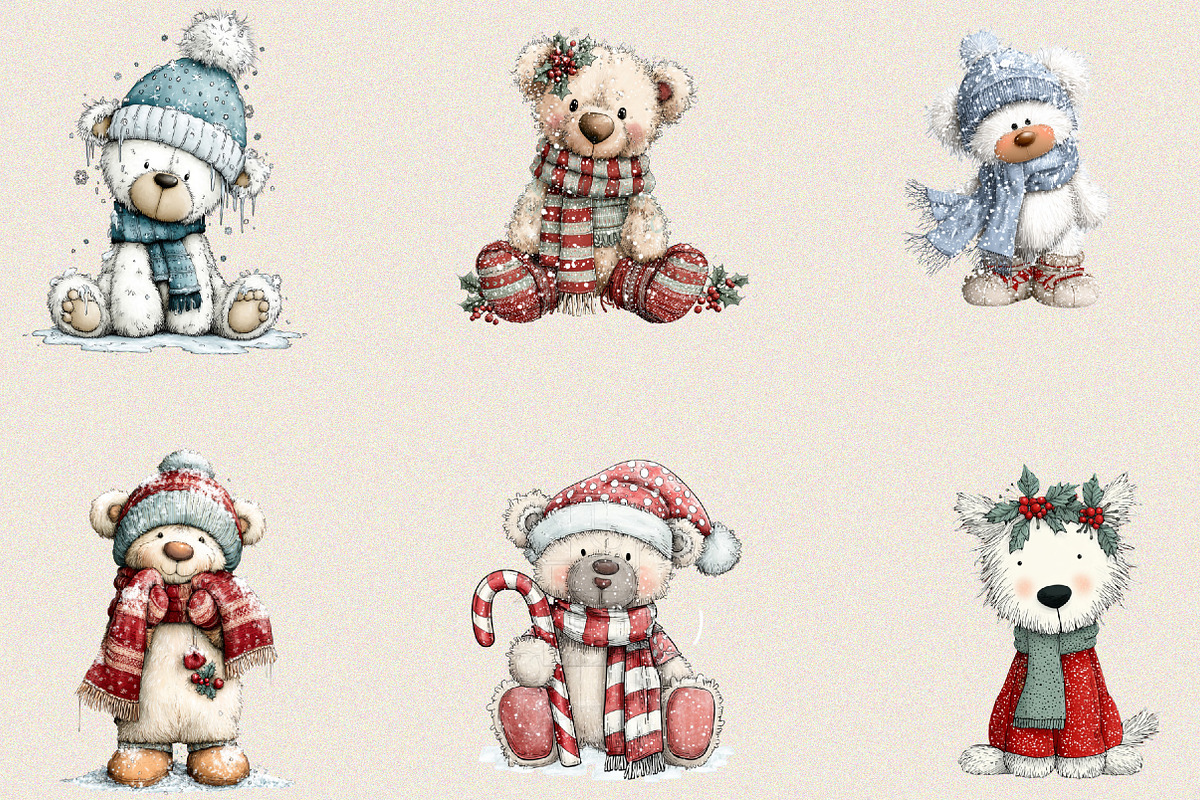 Whimsical Christmas Icy Blue Teddy B, an Illustration by SVGArt (Photo 7 of 8)