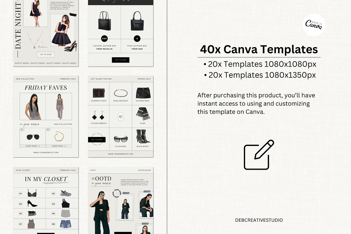 Fashion Blogger LTK Canva Template, a Social Media Template by Deb Creative Studio (Photo 2 of 10)
