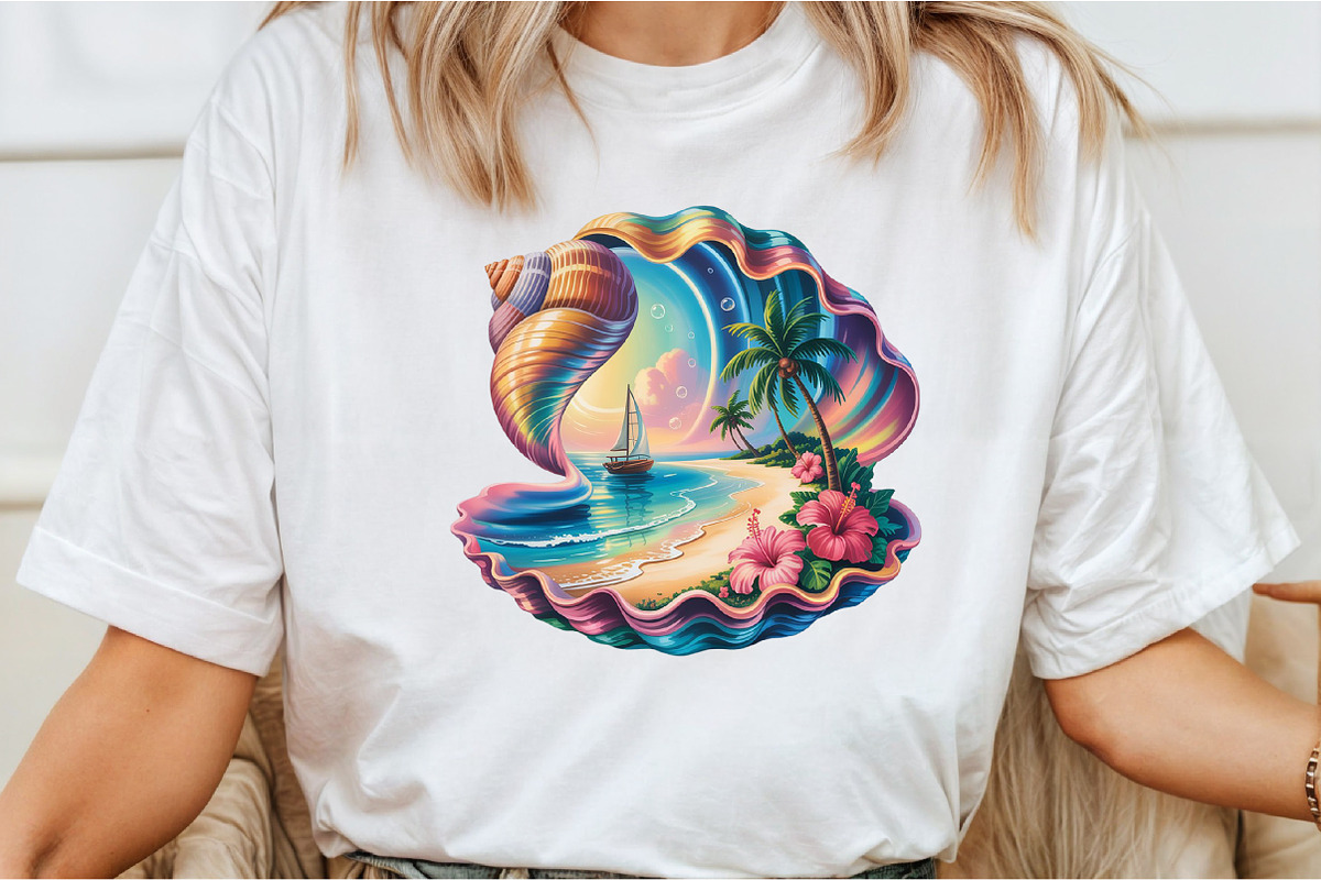 Beach Paradise Inside Seashell PNG, an Illustration by Libby Wishes (Photo 2 of 6)