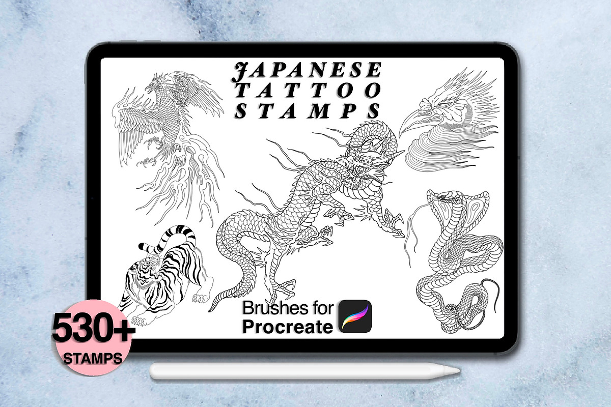 550 Japanese tattoo for procreate, a Brush Add-On by Arts For Peace (Photo 5 of 9)