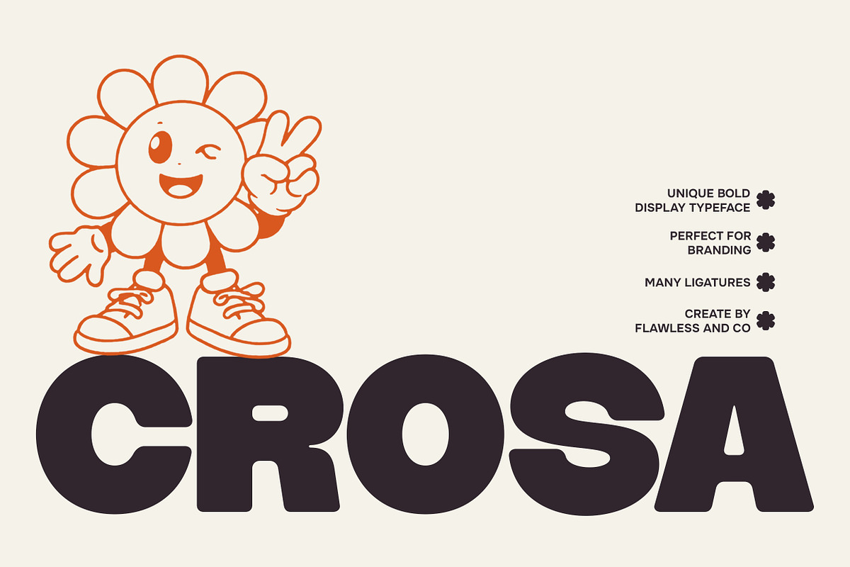 Crosa - Unique Bold Display Font, a Sans Serif Font by Flawless And Co (Photo 1 of 10)