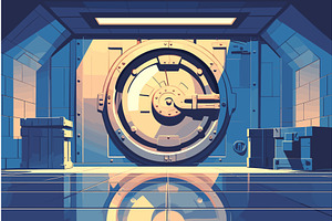 Cartoon steel round door of bank, an Object Illustration by LadadikArt