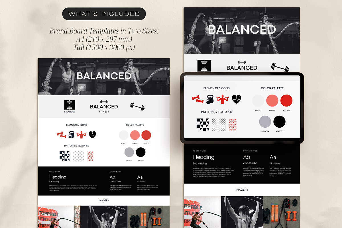Fitness Gyms Brand Board, a Branding & Logo Template by Creatif Foundry (Photo 3 of 6)