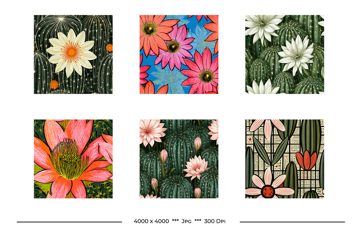 Cactus Flower Retro Art Designs, a Pattern Graphic by karenfoleyphoto (Photo 15 of 18)