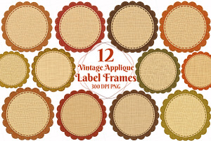 Vintage Applique Label Frames Bundle, a Seasonal Illustration by OK Design