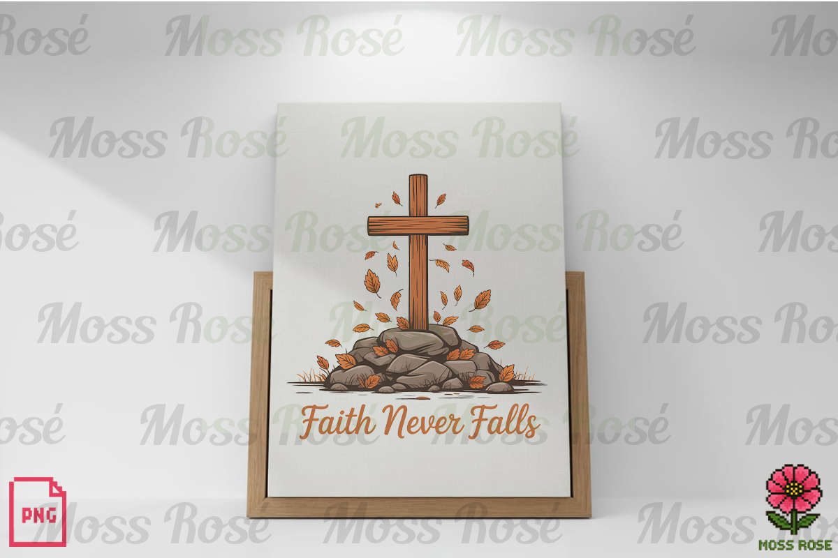 Faith Never Falls Cross Design, a Graphic by Moss Rose (Photo 3 of 3)