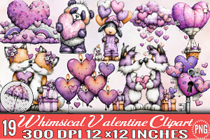 Whimsical Valentine Clipart Bundle., an Illustration by SVGArt