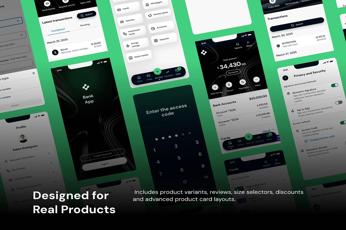 Bank App UI Kit – Modern Finance UI, an UI Kit Template by Creative Perspective (Photo 3 of 6)