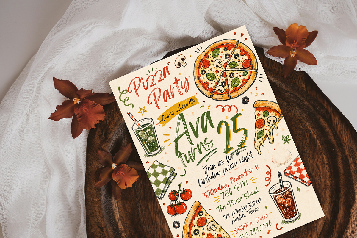 Hand Drawn Adult Birthday Invite, an Invitation Template by heynomi (Photo 4 of 20)