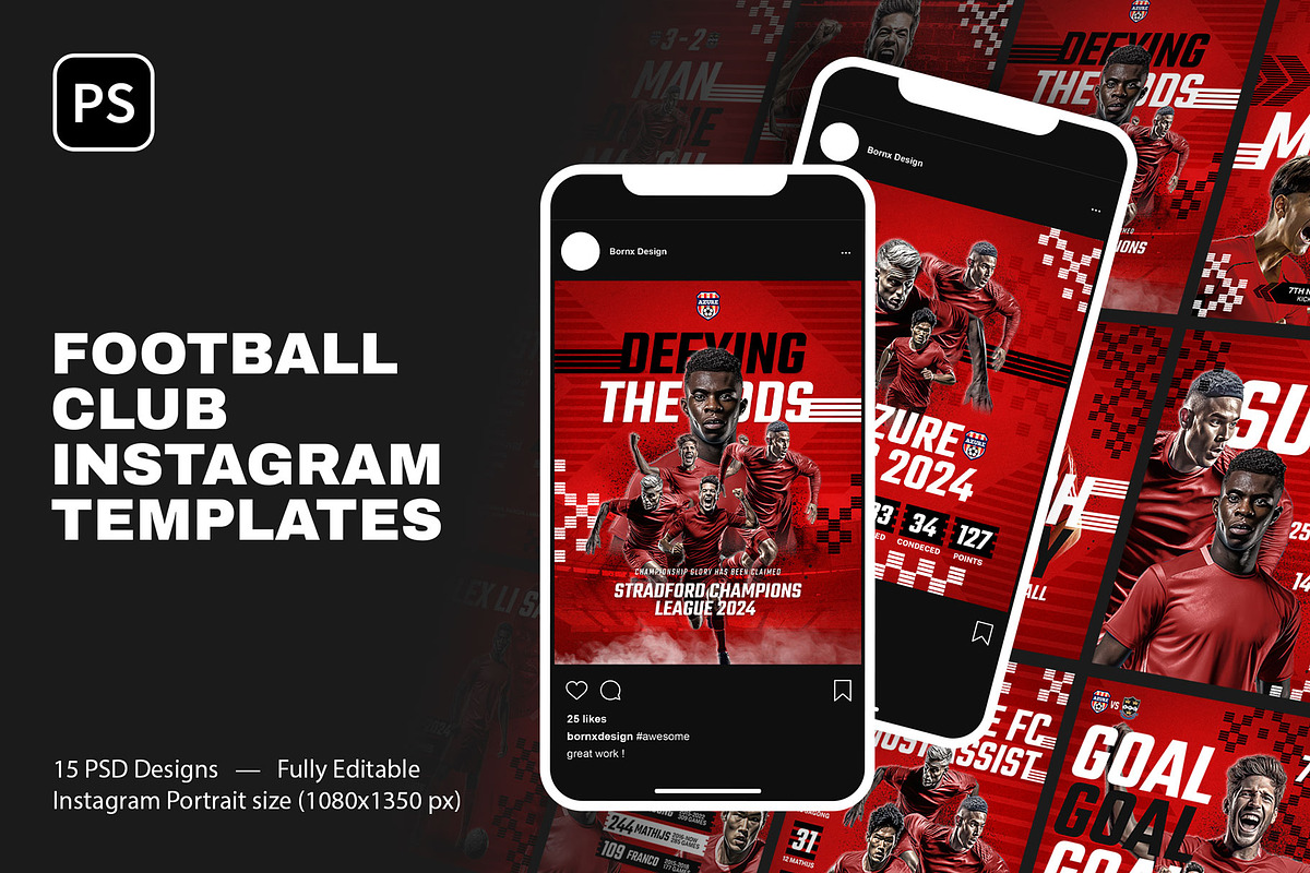 Football Club Instagram Templates, a Social Media Template by Bornx Design (Photo 1 of 7)