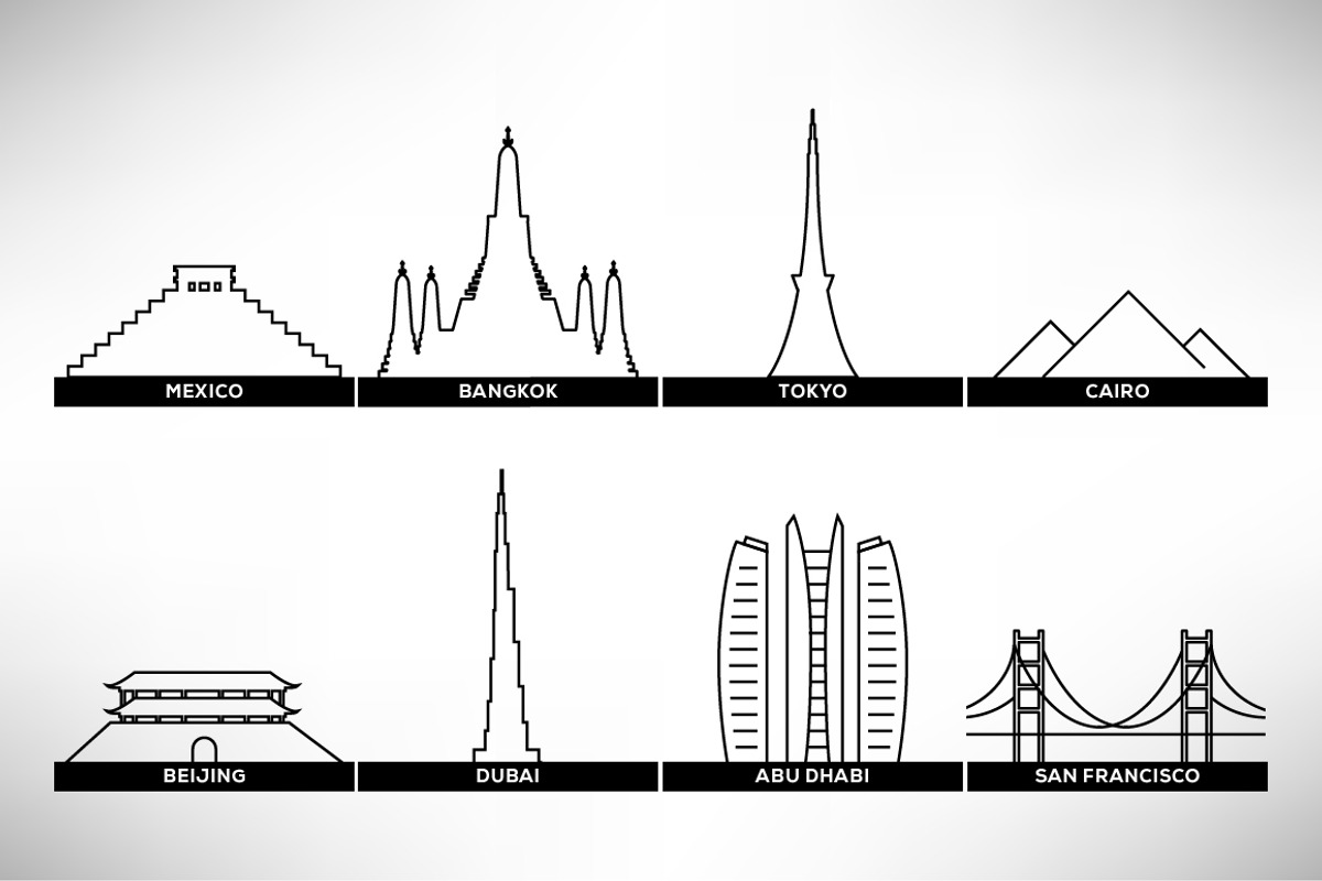 40 World Famous Vector Landmarks, an Outline Icon by Kursat Unsal (Photo 6 of 6)