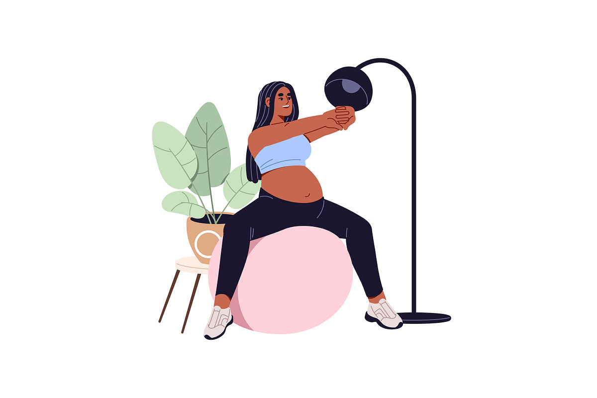 Pregnancy sport exercise, yoga set, a Person Illustration by PaperTrident (Photo 4 of 12)