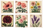 Vintage Floral Postage Stamp Clipart, a Transportation Illustration by Digital Artistic99 (Thumbnail 2 of 10)
