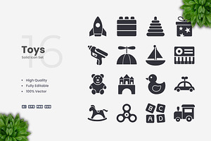Toys Solid Icons, an Icon by Upnowgraphic