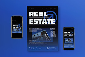 Black Modern Real Estate Flyer Set, a Flyer Template by graphicook