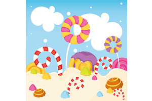 Candyland landscape Vector, a Food Illustration by studioDK
