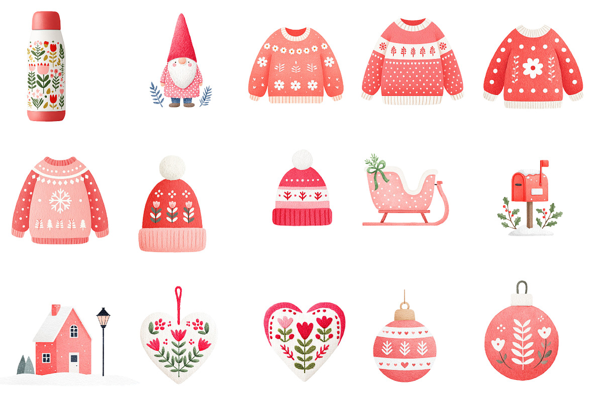 Watercolor Christmas Clipart, an Illustration by Designworld (Photo 2 of 4)