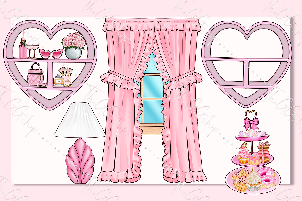 Pink Summer Girl Clipart set, an Object Illustration by The GG Shop (Photo 5 of 7)