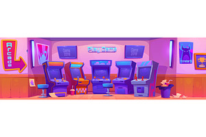 Game Club Room Interior With Retro