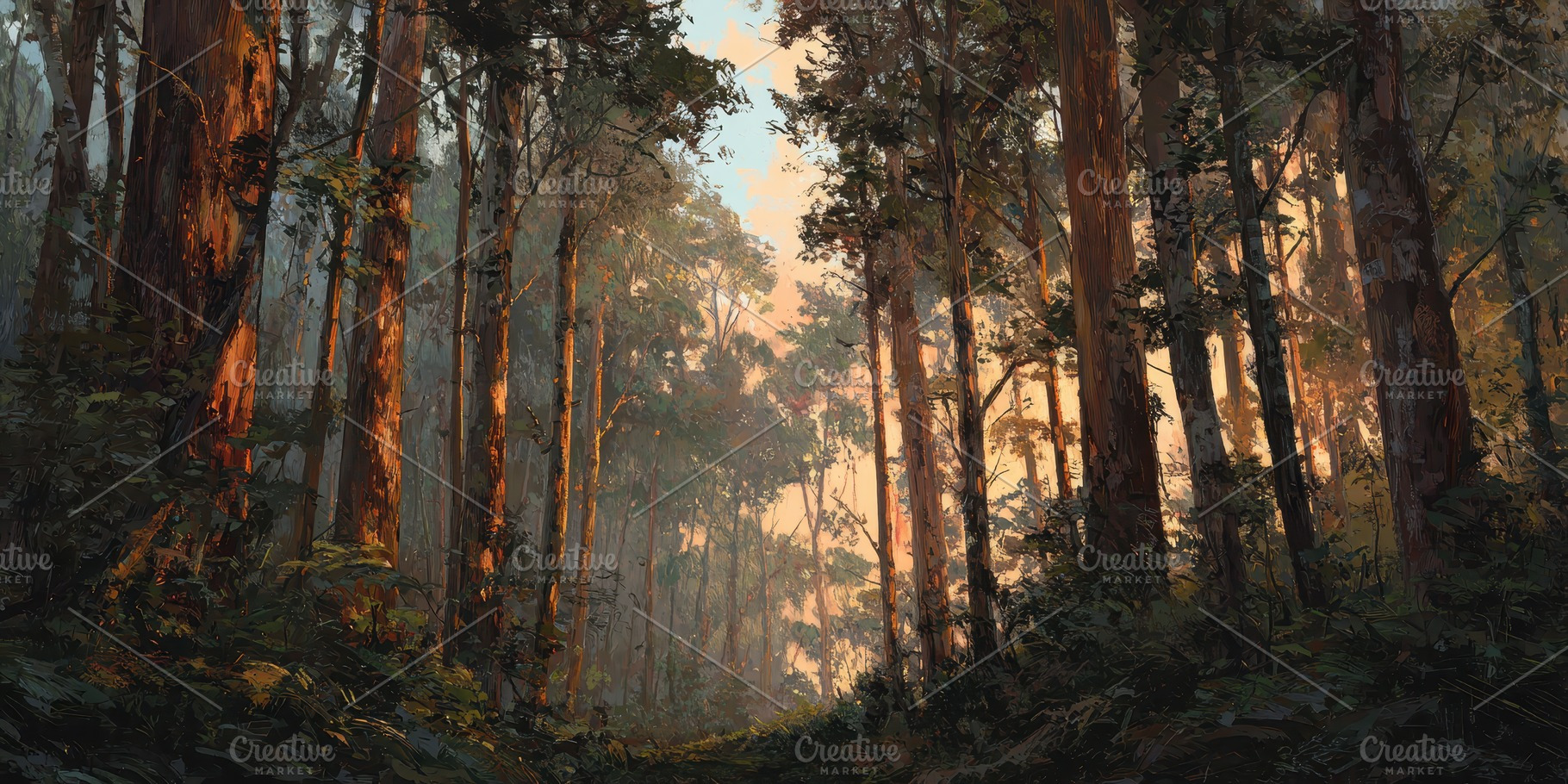 Sunset casts warm light through, a Photo by Pavel_design