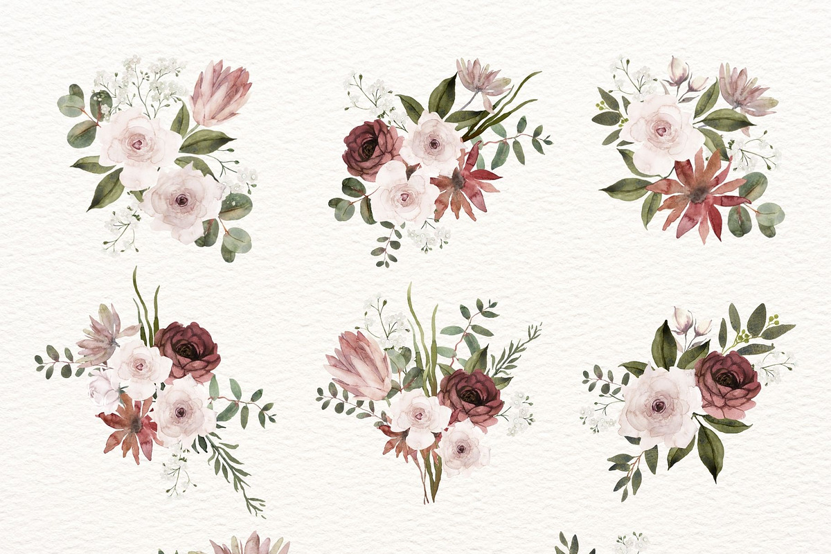 Graciela watercolor clipart, a Decorative Illustration by AnnelyBlooms (Photo 2 of 7)