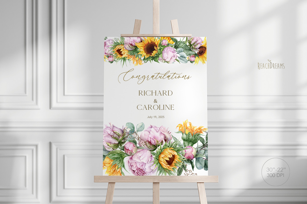 Watercolor Sunflowers and Peonies, a Decorative Illustration by ReachDreams (Photo 9 of 10)