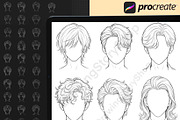 180 Male Hair Procreate Stamps, a Brush Add-On by DrawingStoryShop (Thumbnail 2 of 6)