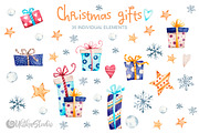 Cozy Christmas watercolor clipart, an Animal Illustration by UlitkaStudio (Thumbnail 3 of 9)