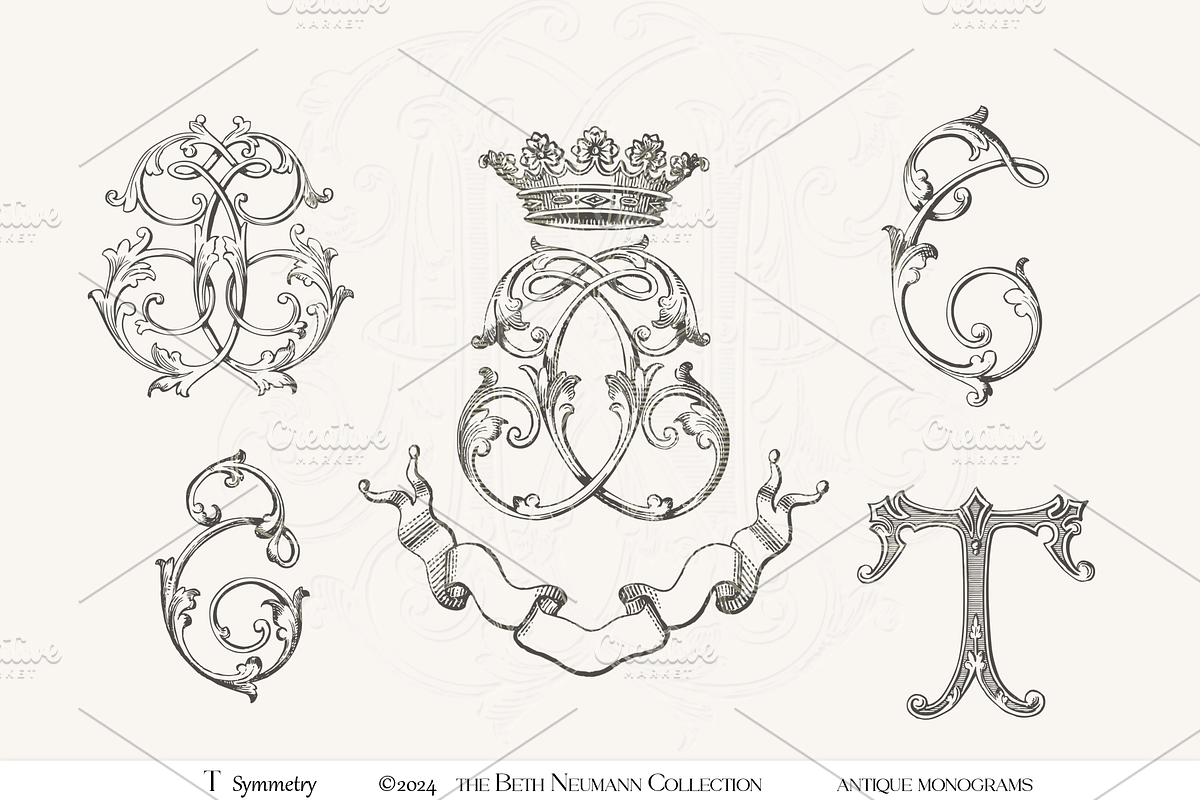 Antique Vintage Monogram Initial T, an Object Graphic by Antique Monograms (Photo 1 of 4)