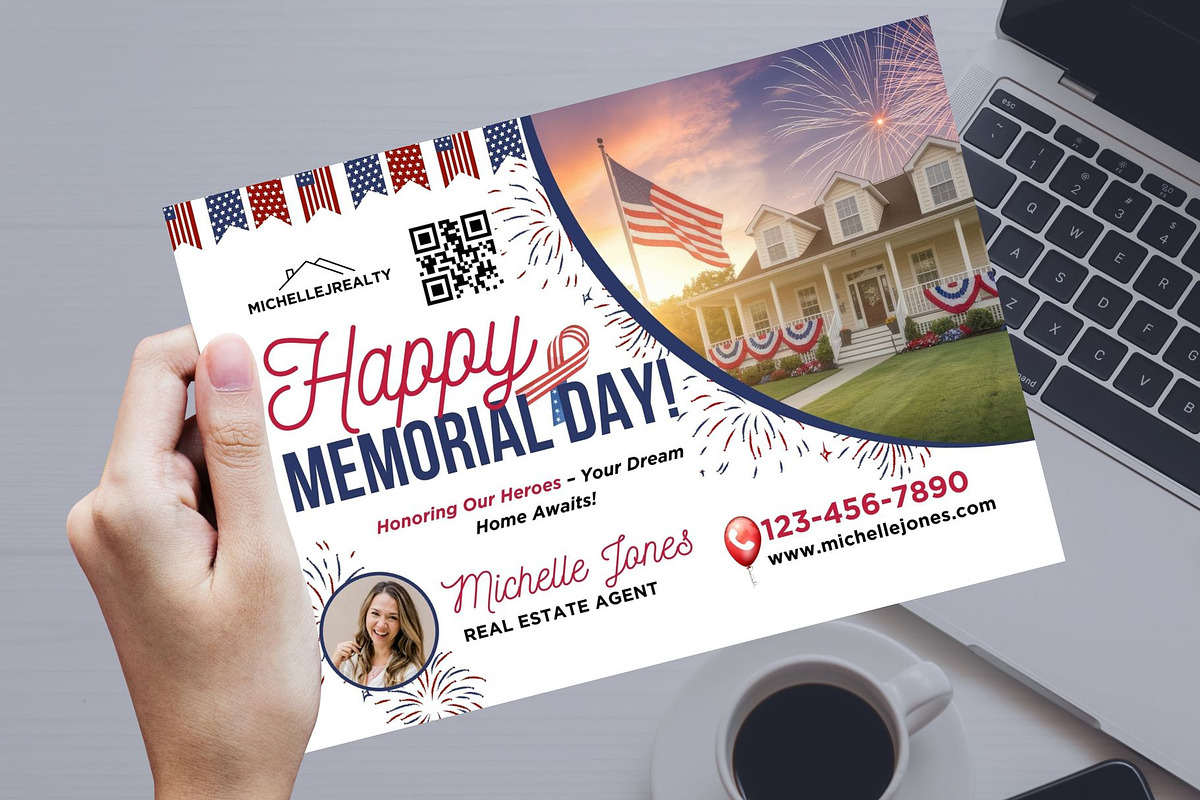 Real Estate Memorial Day Postcard, a Card Template by CreativeVinesStore (Photo 2 of 6)