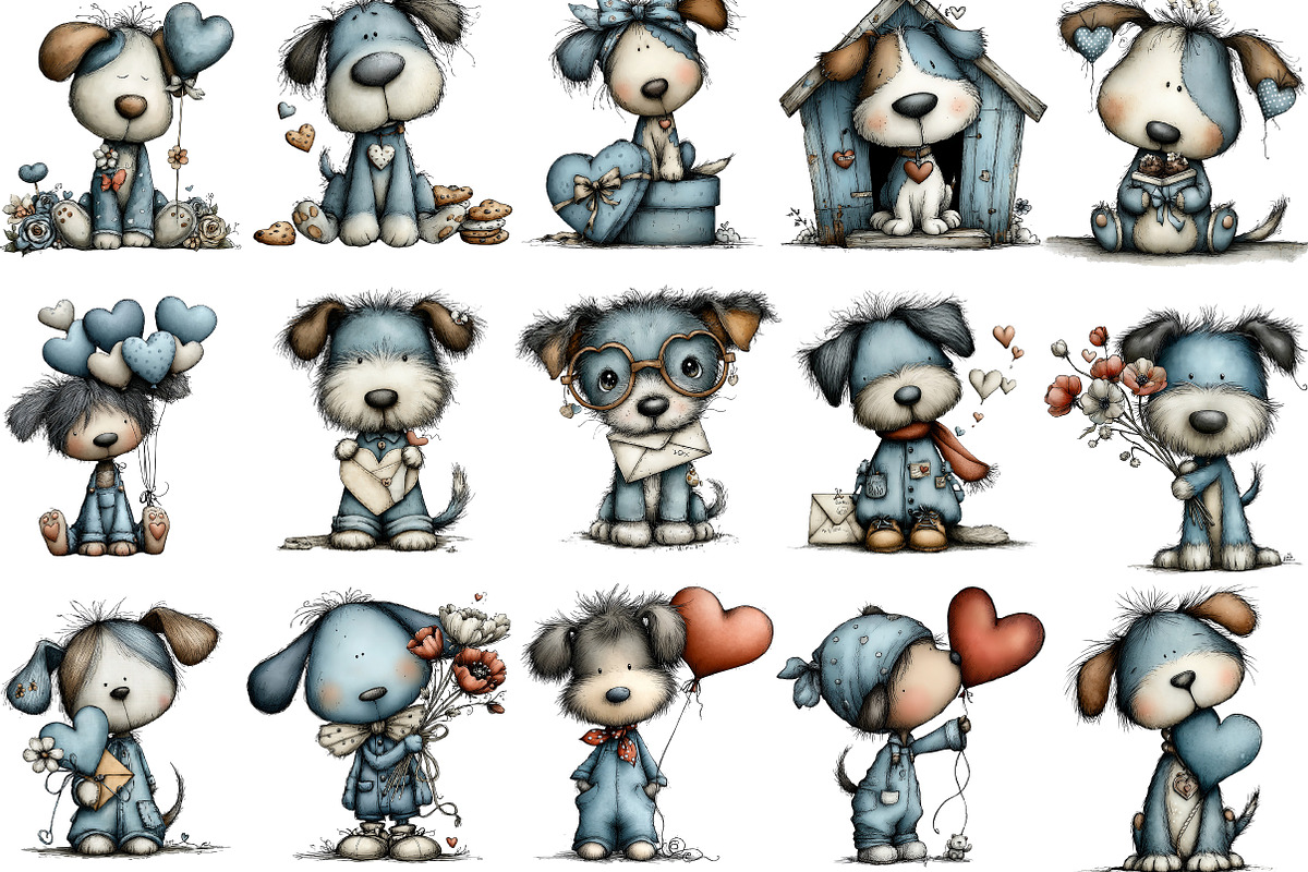 Whimsical Puppy Love Valentine, an Illustration by Designking (Photo 2 of 5)