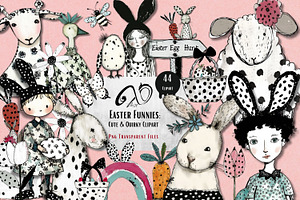 Easter Funnies: Quirky Clipart, an Animal Illustration by NiiiNArt