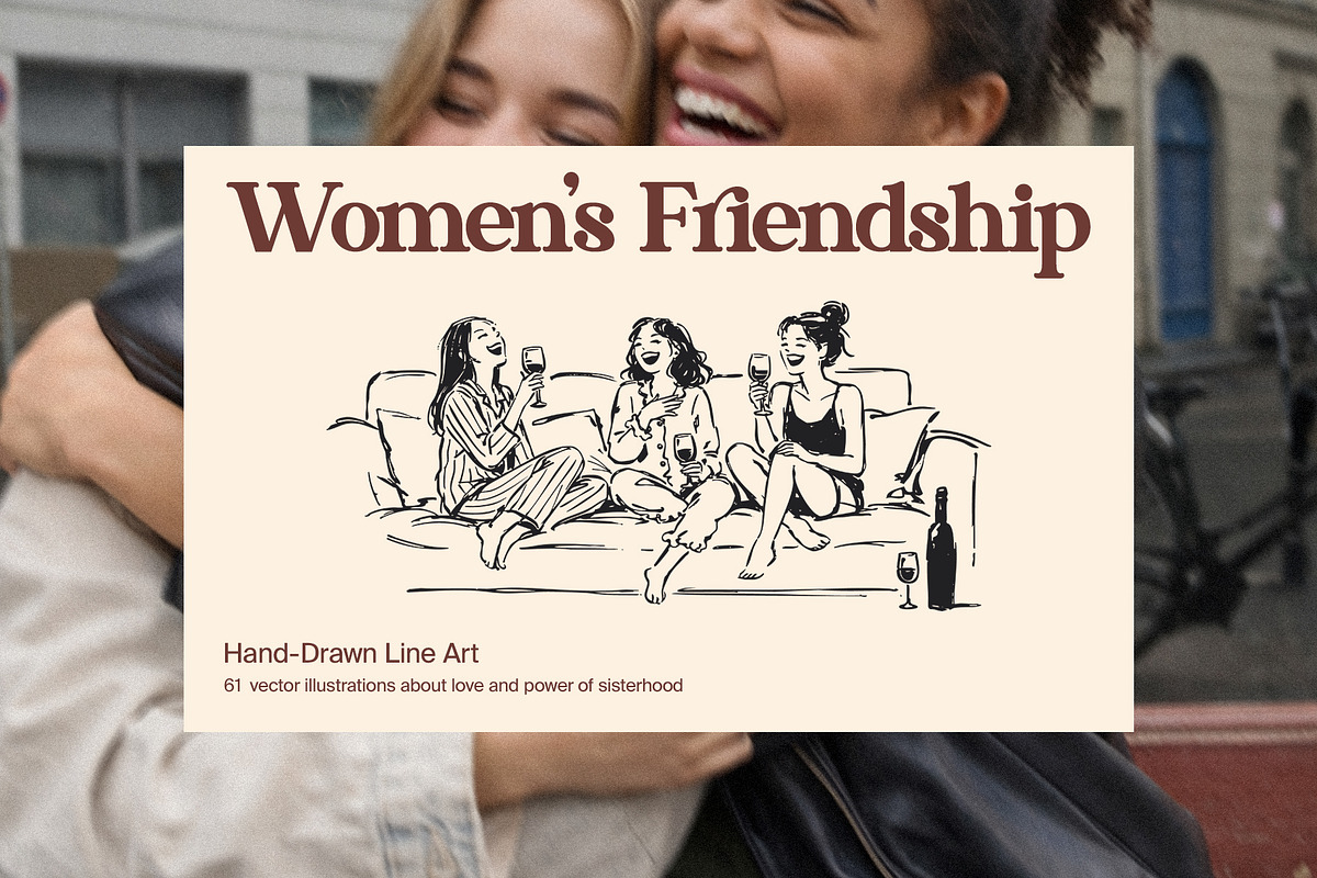 Women's Friendship: Vector Line Art, a Person Illustration by divanovskaya_nv (Photo 1 of 15)