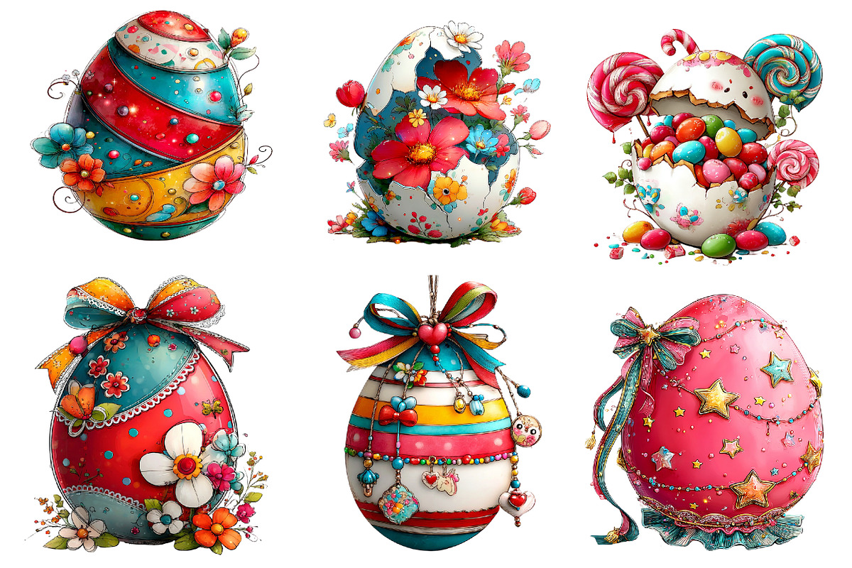whimsical easter egg clipart, an Illustration by CreationArt (Photo 2 of 6)