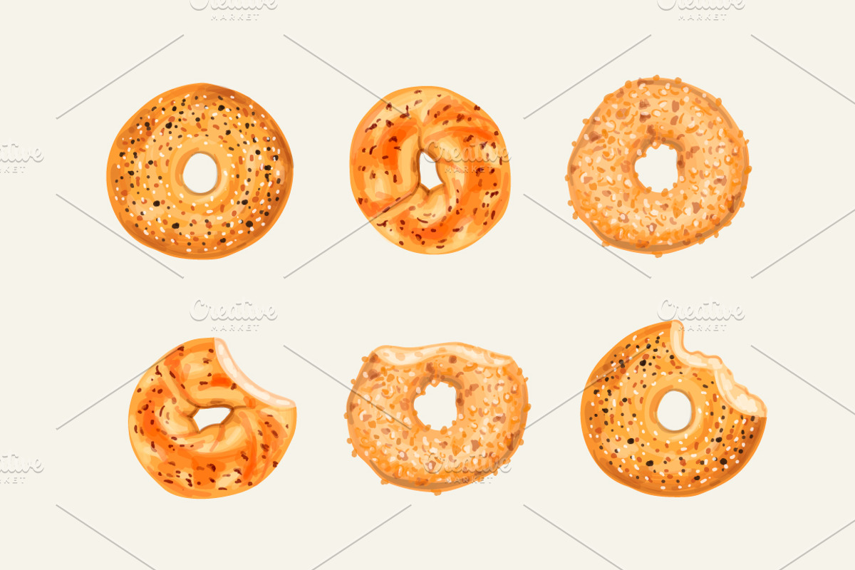 Bagel VECTOR illustrations, an Object Graphic by Natalka Dmitrova art (Photo 10 of 16)