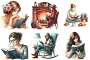 Watercolor Woman Reading Clipart, an Illustration by Daily.Designs (Thumbnail 2 of 5)