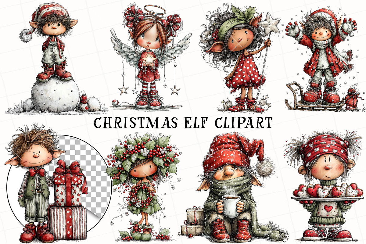 Christmas Elf Clipart, an Illustration by OK Design (Photo 2 of 6)