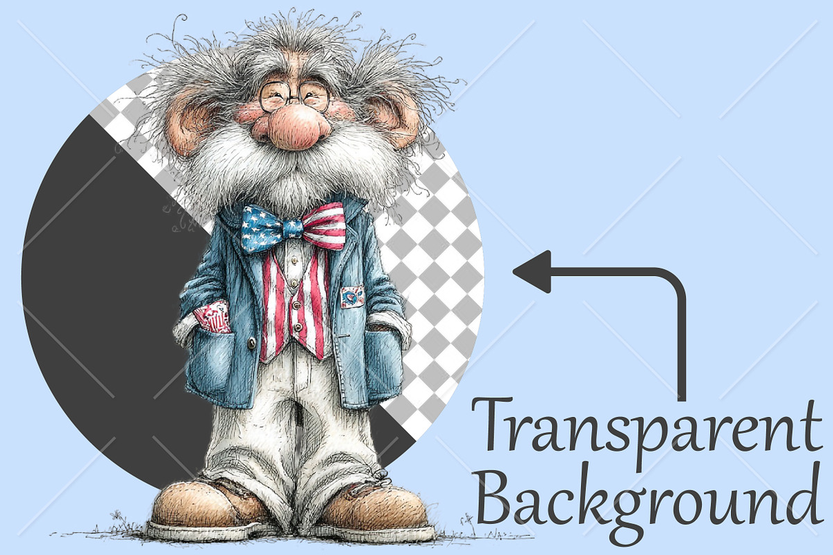 Whimsical 4th of July Grandpa PNG, a Seasonal Illustration by Canvas Craft (Photo 2 of 10)