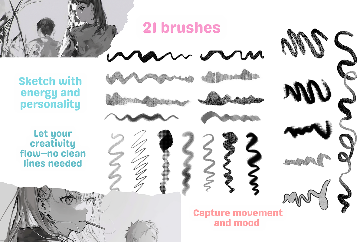 Expressive Sketching Brushes, a Brush Add-On by Cozy Brushery (Photo 2 of 8)