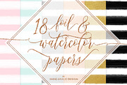 Watercolor Stripes Gold Foil Papers, a Pattern Graphic by Indie Grace Design (Thumbnail 1 of 3)