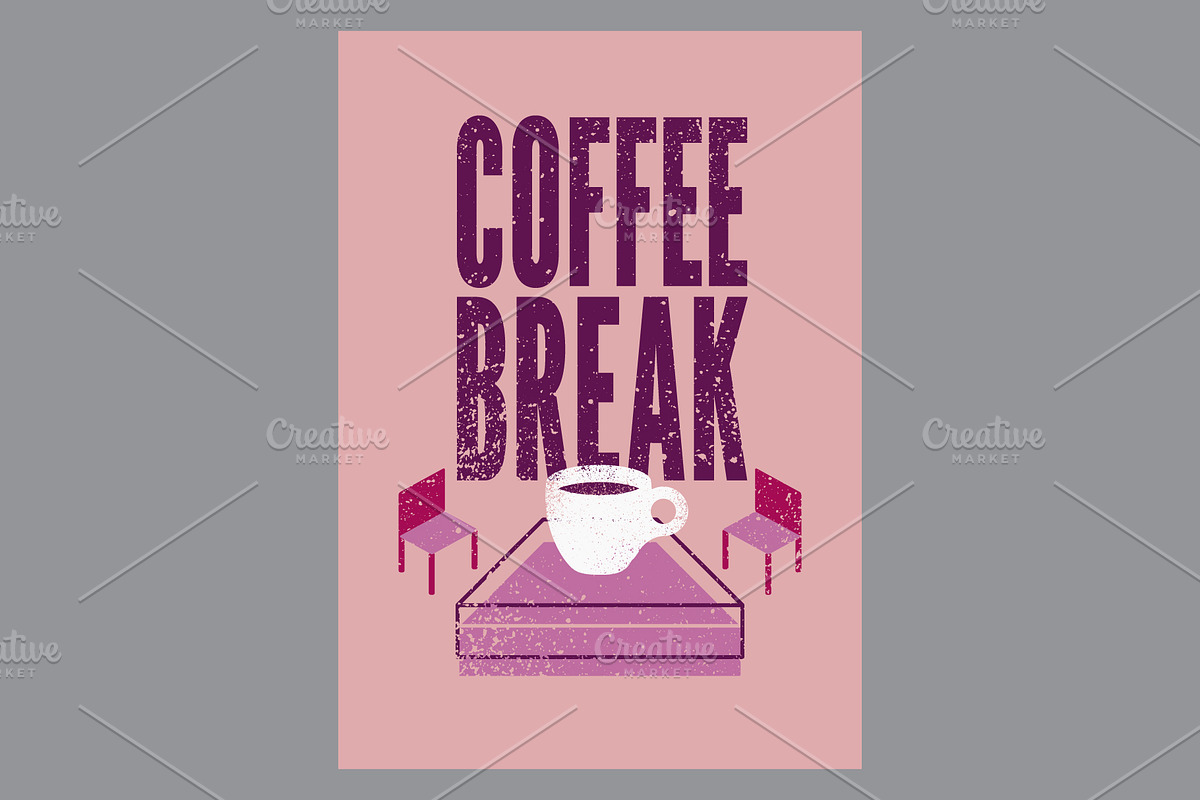 Coffee Break retro vector poster set, a Food Illustration by PoPaShop (Photo 7 of 9)