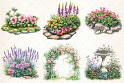 Garden Flower Bed Clipart Bundle, an Illustration by DreamCafeArt (Thumbnail 4 of 8)